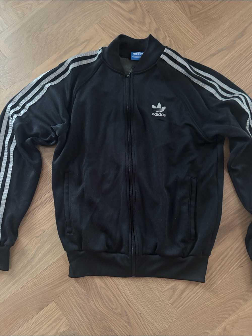 adidas original Black Track Jacket with Silver Reflective Stripes